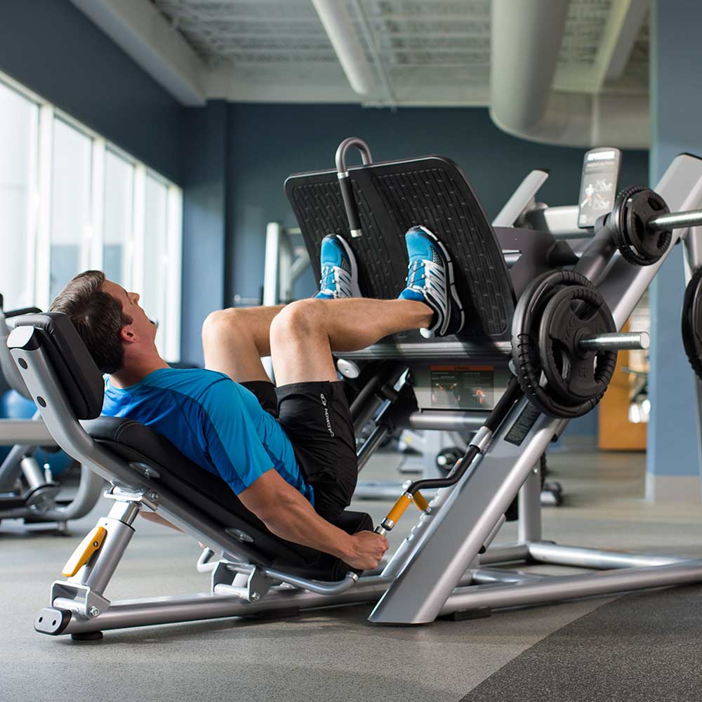 Exerciser using the Precor DPL-601 Angled Leg Press for lower-body strength training