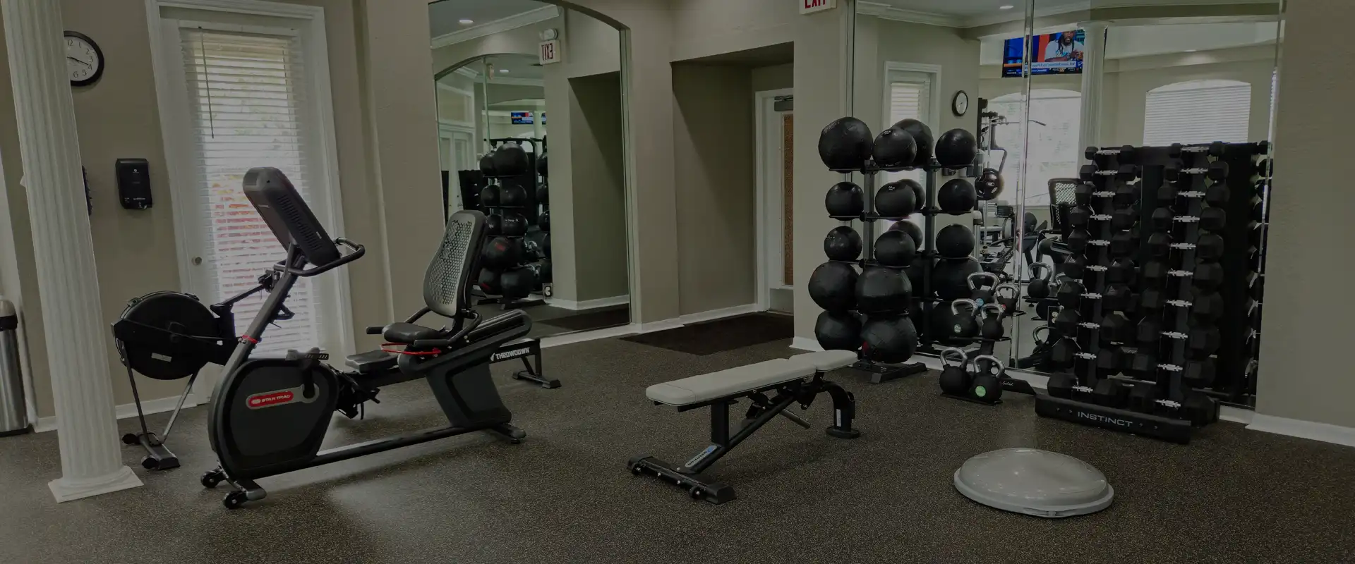 Modern apartment gym at Andover Place in Tampa, Florida