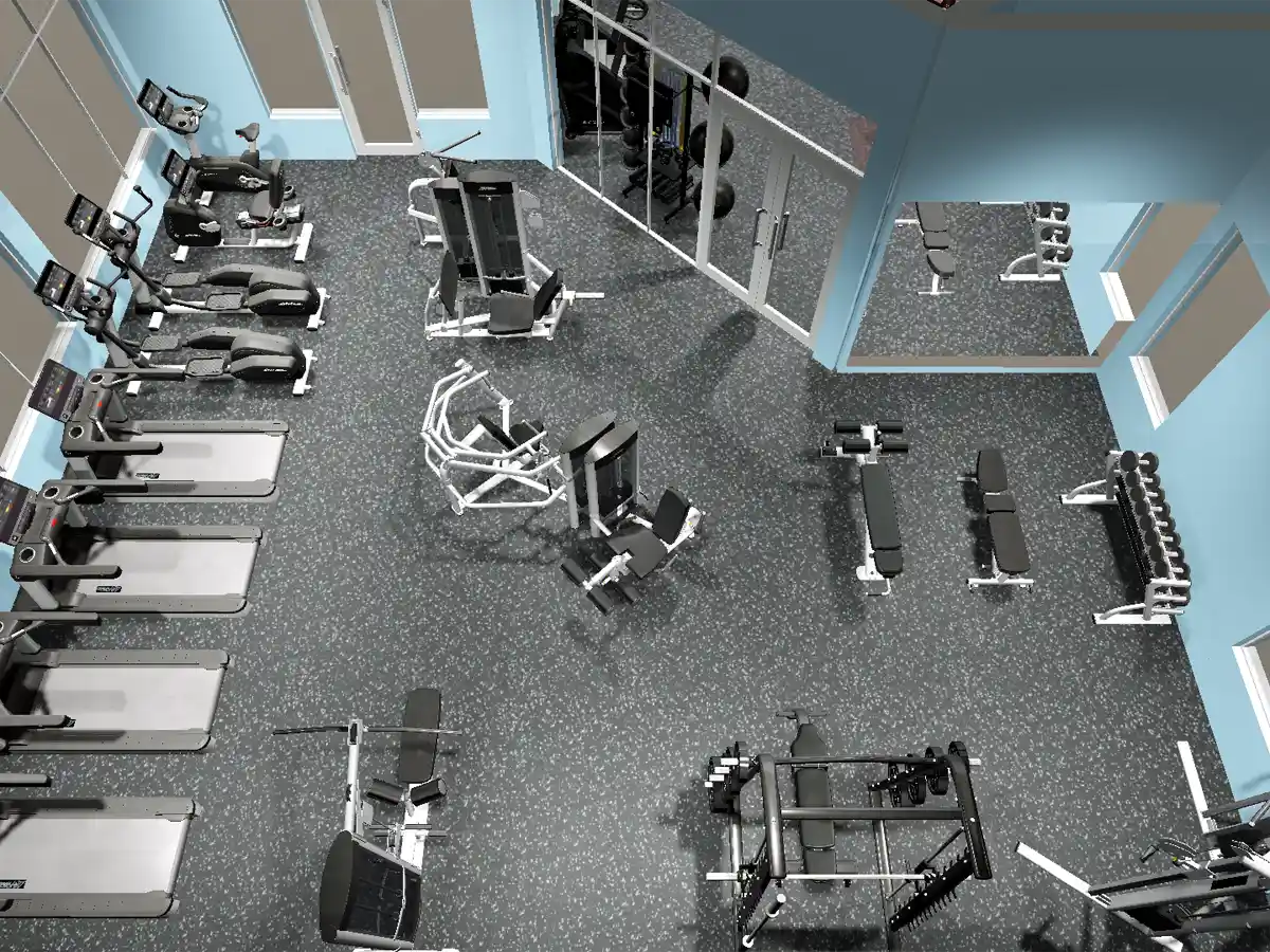 Gym layout design at Grand Hampton apartments in Tampa, Florida