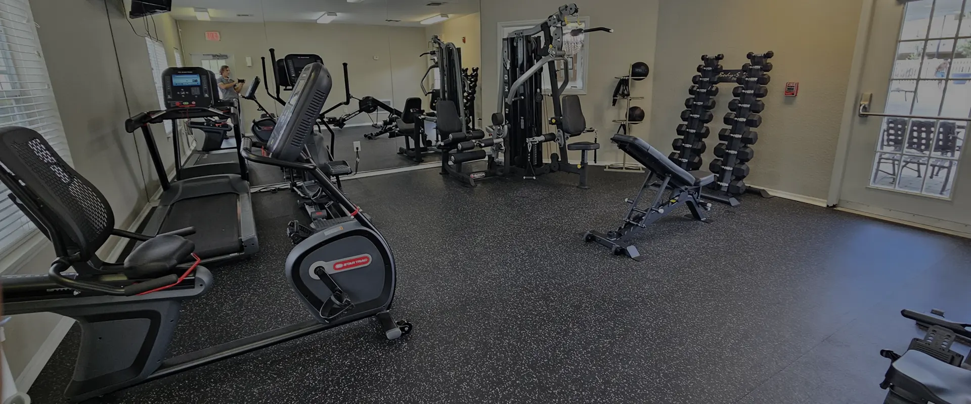 Rubber flooring installation in the apartment gym at Tampa Palms in Tampa, Florida
