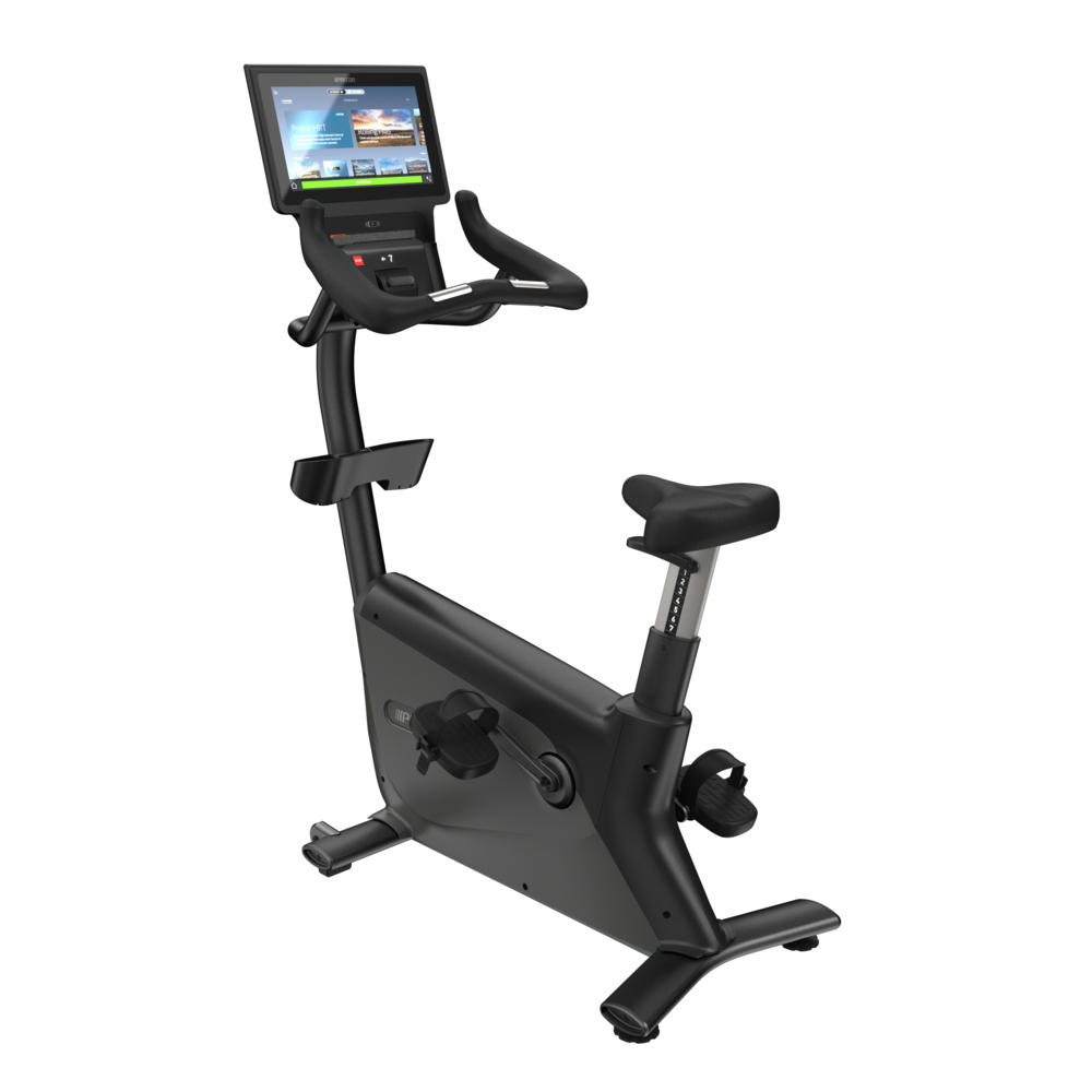 Precor UBK 885 Upright Bike left angle view