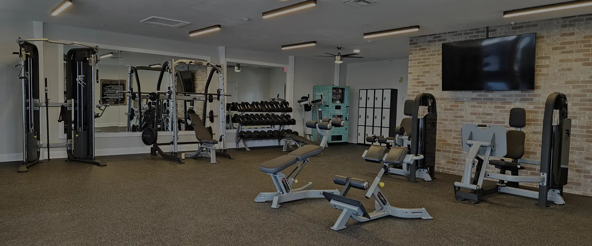 Multifamily apartment gym at Vintage Lofts West End in Tampa, Florida with a professionally designed fitness space
